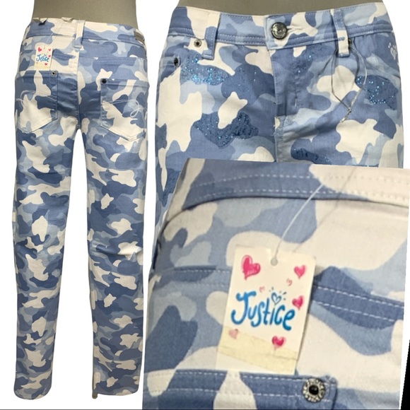 *NEW* JUSTICE Premium Jeans White & Clear Blue Straight - Picture 3 of 13